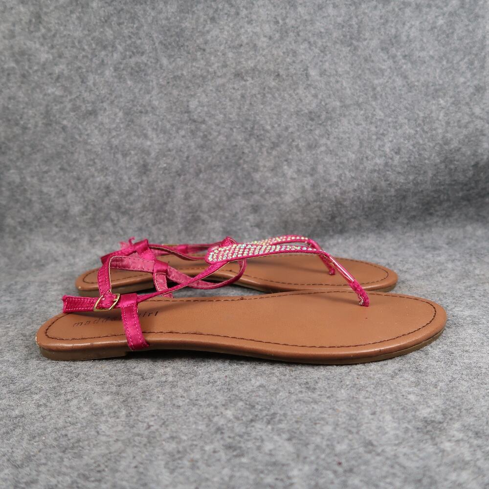 Madden Girl Shoes Womens 9.5 Sandals Fashion T Strap Pink Rhinestones Flat Thong
